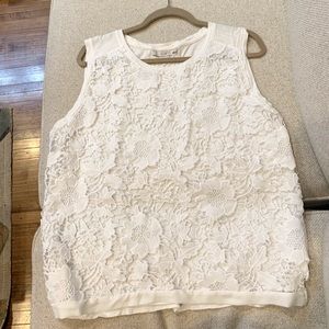 Ann Taylor Loft White Eyelet Tank